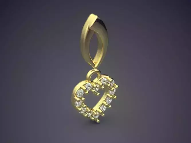 Classic Minimal Heart Pendant With Diamonds 1570