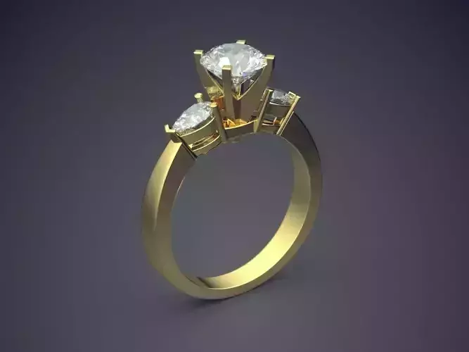 Simple Minimalistic Textured Engagement Diamond Ring 1567