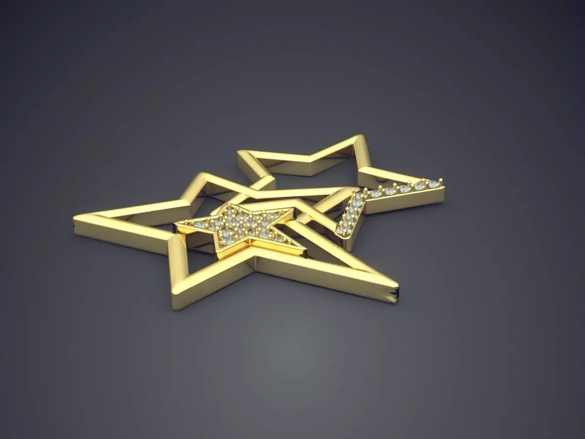 Connected Stars Pendant with Diamonds 1551 3D print model_0