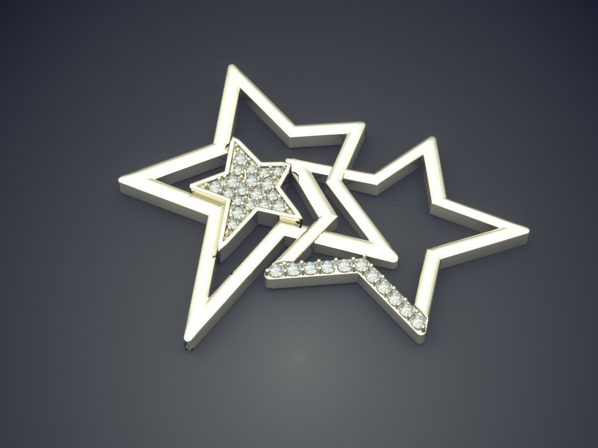 Connected Stars Pendant with Diamonds 1551 3D print model_1