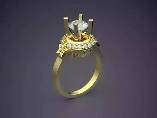 Classic Engagement Ring With Carving and Diamond Details 1541