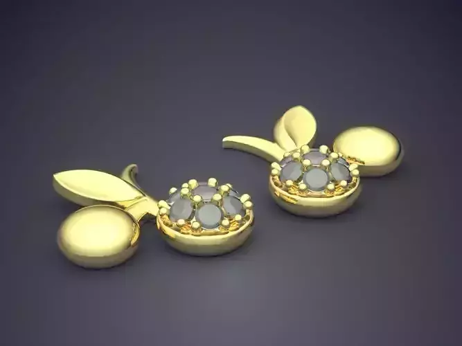 Cherry-Shape Earrings with Diamonds 1537
