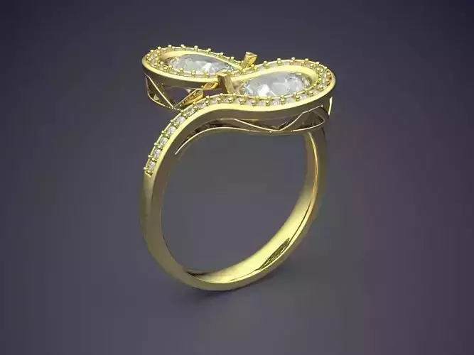 Snake Shape Ring With Diamonds 1536 3D print model