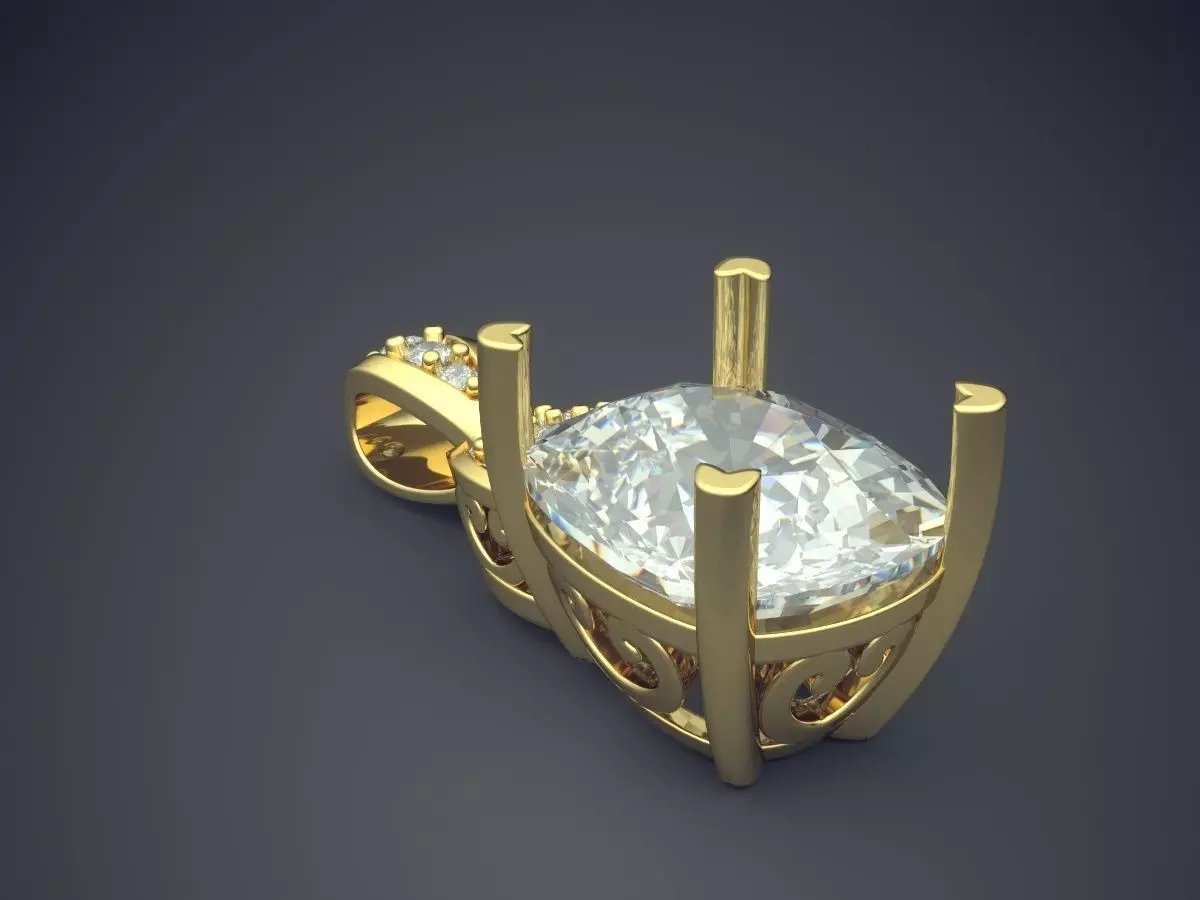 Elegant Pendant With Diamonds 1531 3D print model_0