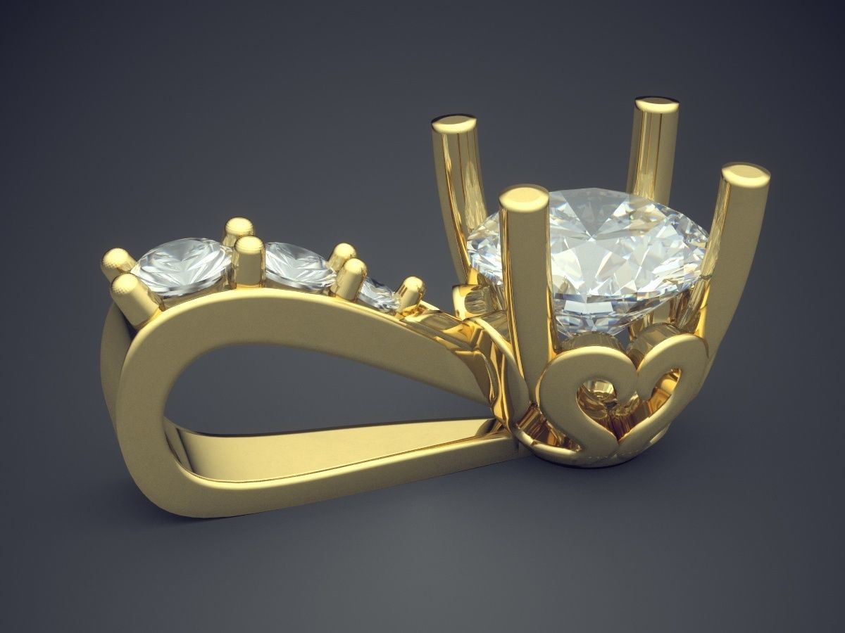 Classic Minimal Crystal Pendant 1527 3D print model_3