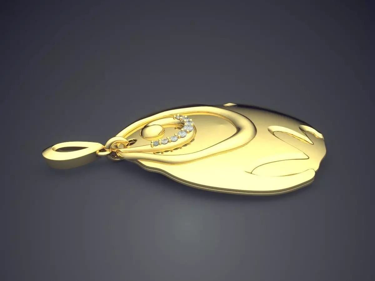 Simple Engraved Pendant 1524 3D print model_3