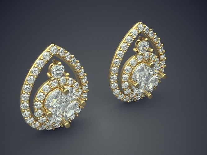 Elegant Earrings With Diamonds 1520 3D print model