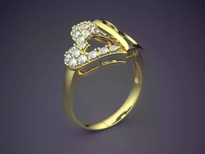 Heart-Detailed Love Ring With Diamonds 1514