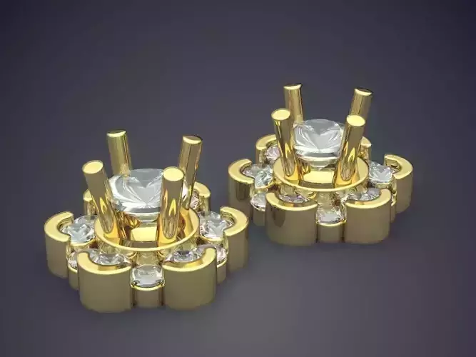 Flower Shape Small Earrings With Diamonds 1511