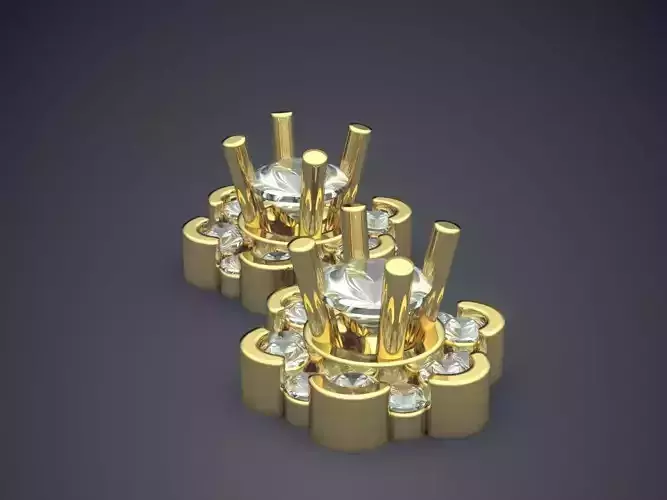 Flower Shape Small Earrings With Diamonds 1511