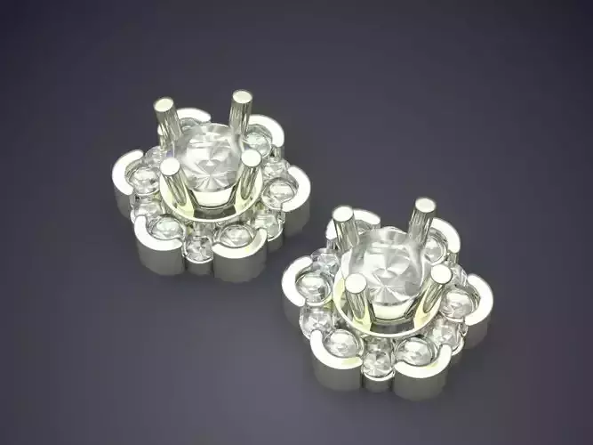 Flower Shape Small Earrings With Diamonds 1511