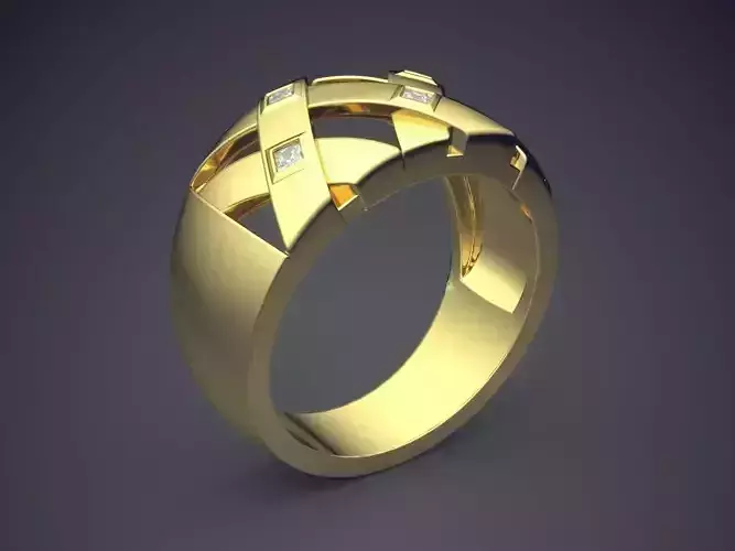 Thick Engagement Ring With Small Diamonds 1508