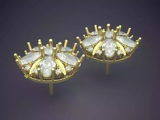Flower Shape Earrings With Diamonds 1505