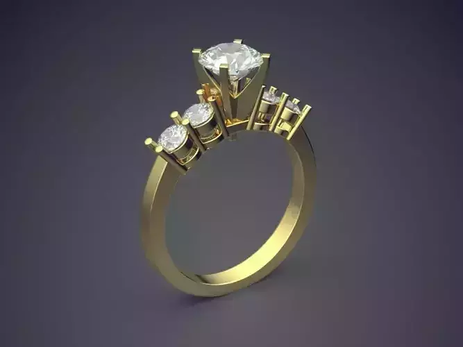 Luxurious Minimalistic Engagement Ring with Diamonds 1503