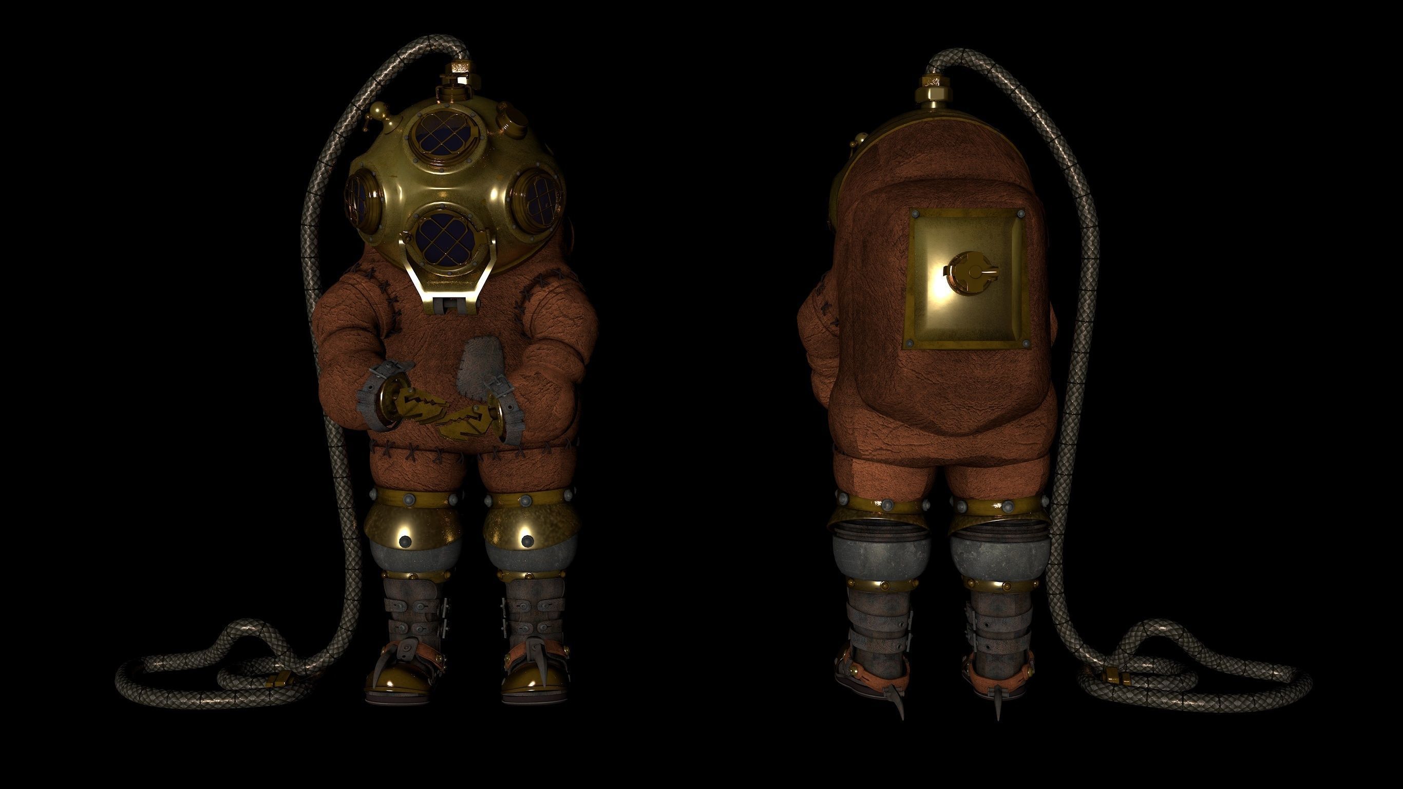 Old Diving Suit 3D model_5