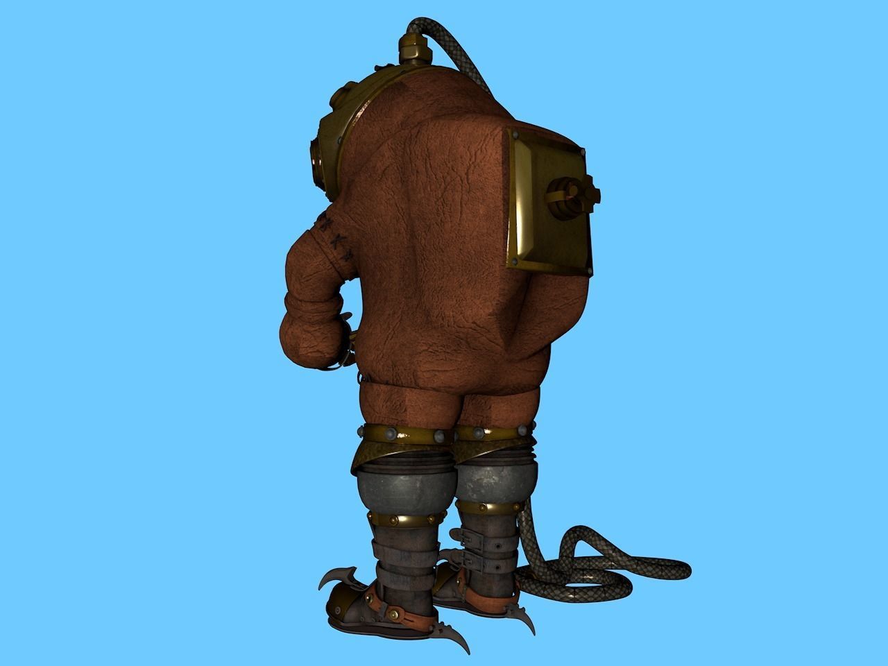 Old Diving Suit 3D model_3