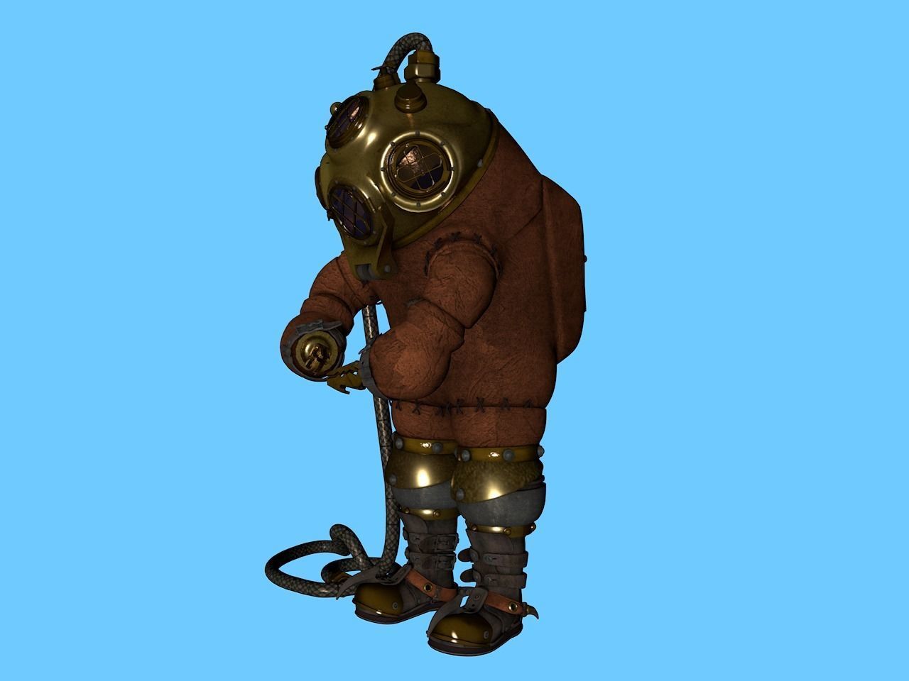 Old Diving Suit 3D model_1