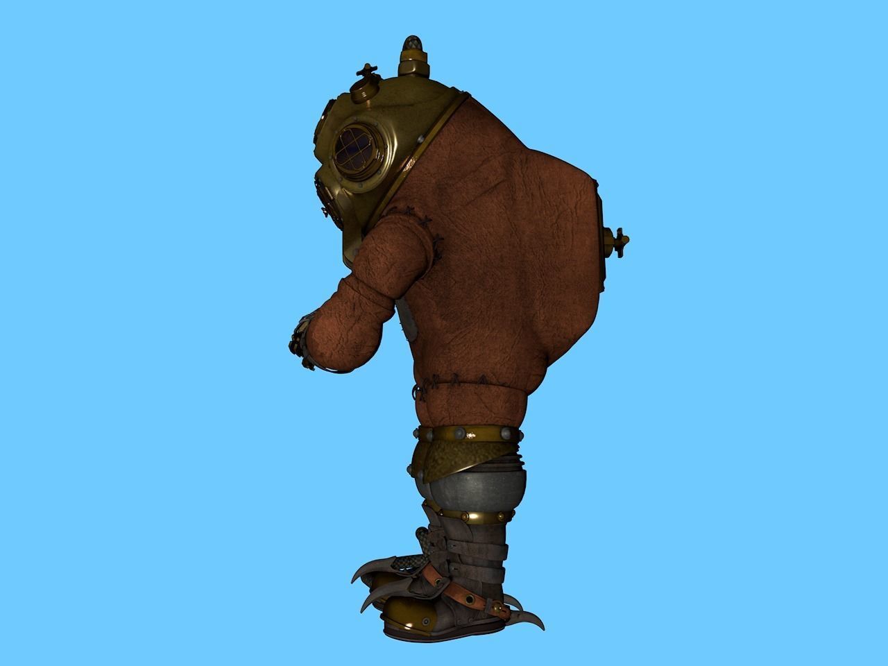 Old Diving Suit 3D model_2