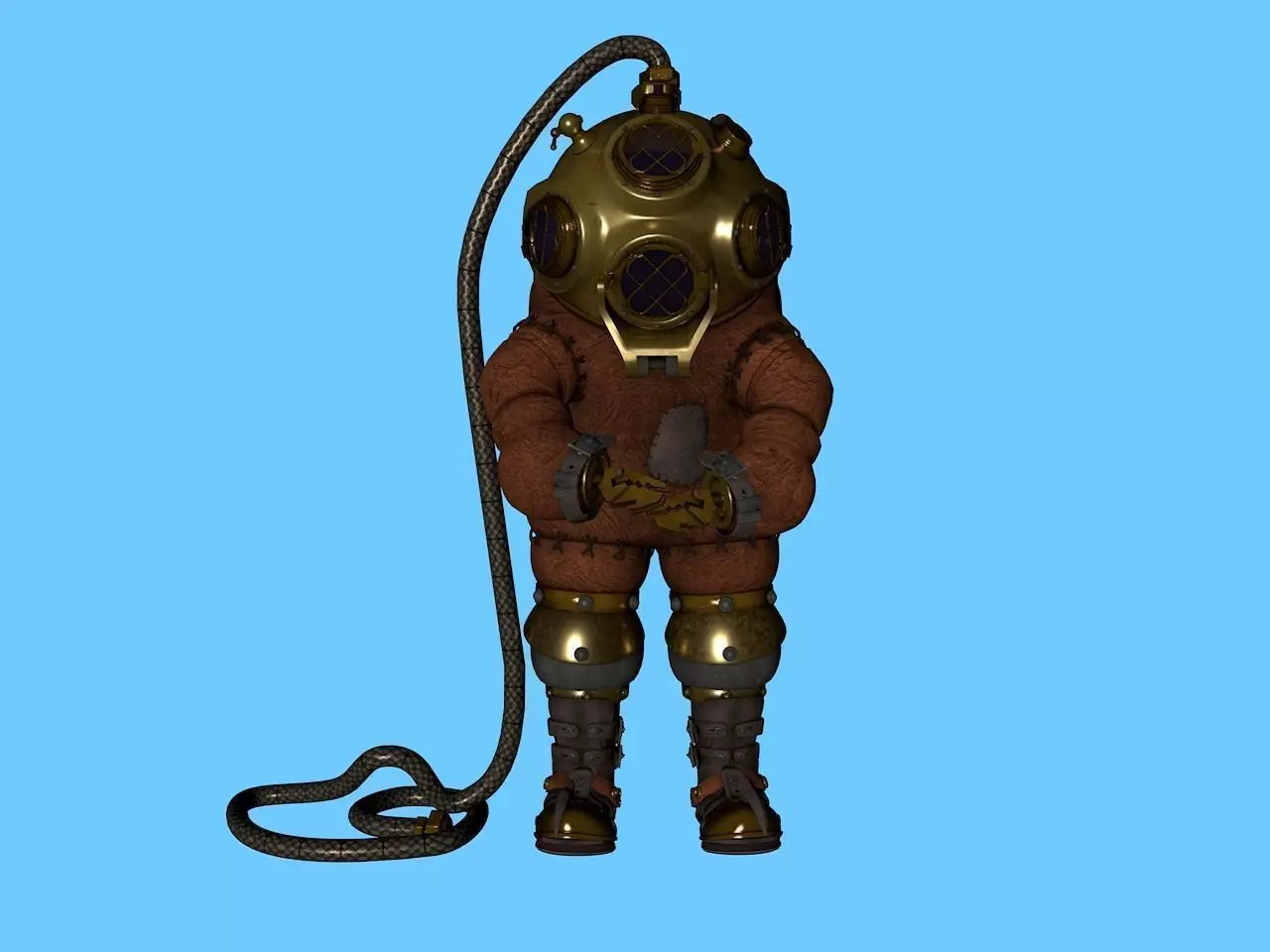 Old Diving Suit 3D model_0