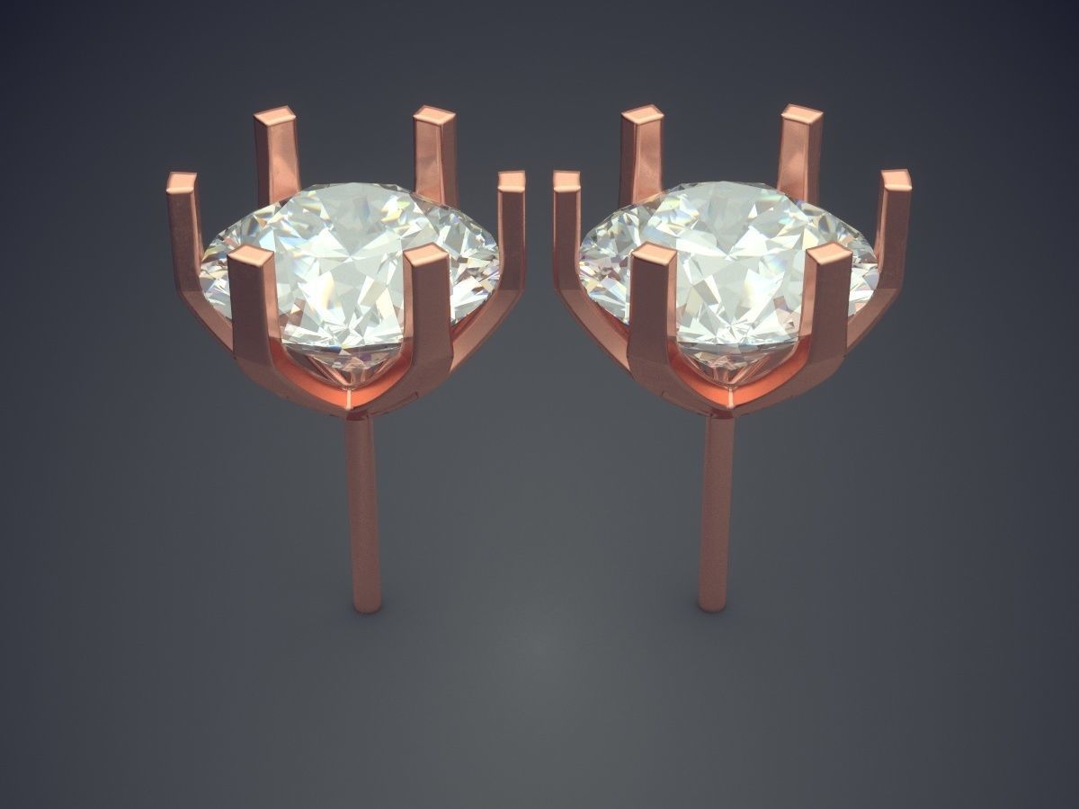 Simple Classic Earrings 1492 3D print model_2