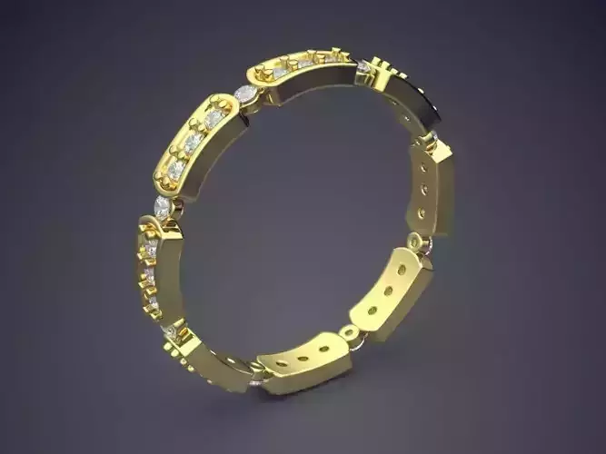 Modern Diamond Ring with Cuts and Details 1474