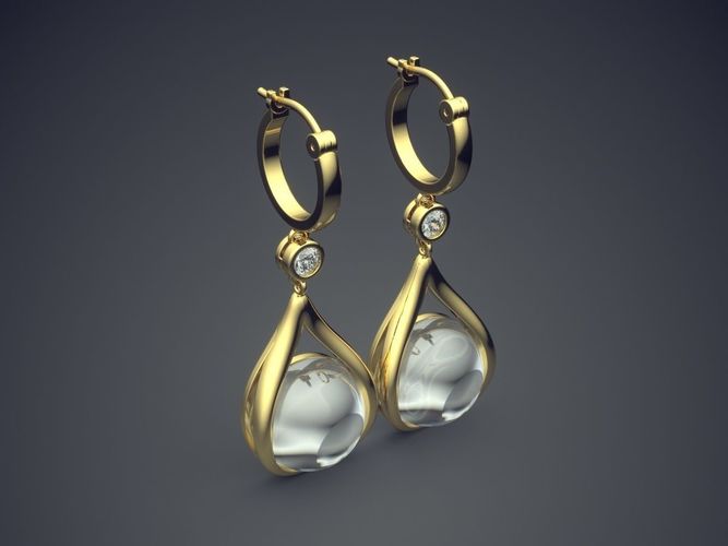 Vintage Raindrop-Shaped Pearl Earrings 1466 3D print model