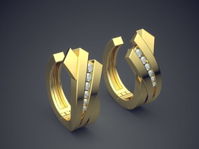 Classy Earrings With Small Diamonds 1457 3D print model