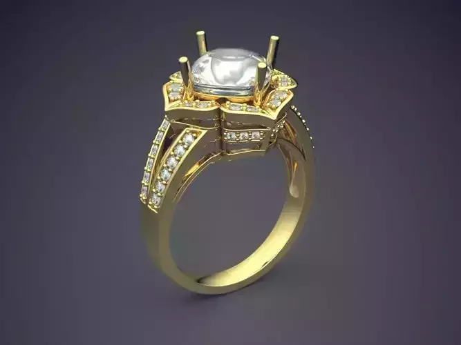 Flower Shape Engagement Ring With Diamonds 1456
