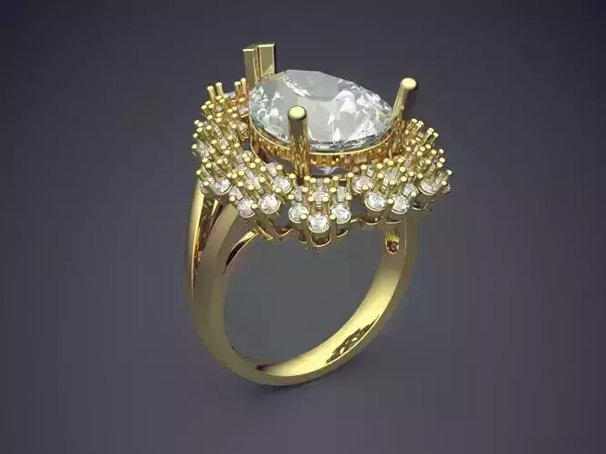 Fancy Flower-Detailed Engagement Ring With Diamonds 1445