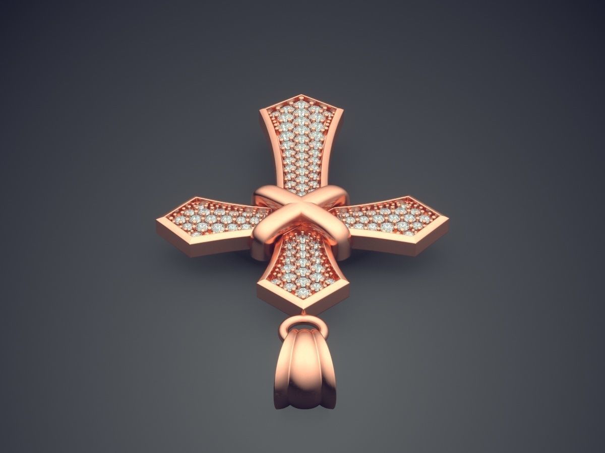 Cross Pendant With Small Diamonds 1440 3D print model_2