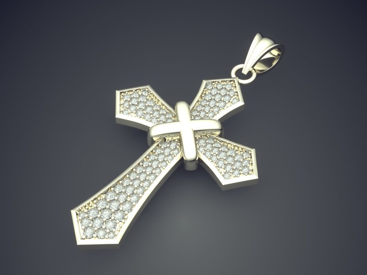 Cross Pendant With Small Diamonds 1440 3D print model_1