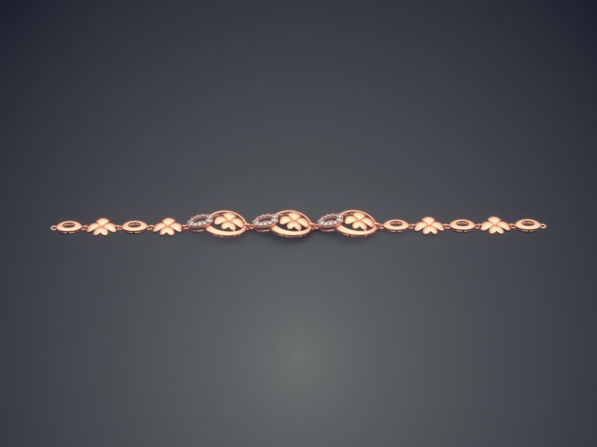 Simple Classic Bracelet With Diamonds 1439 3D print model_2
