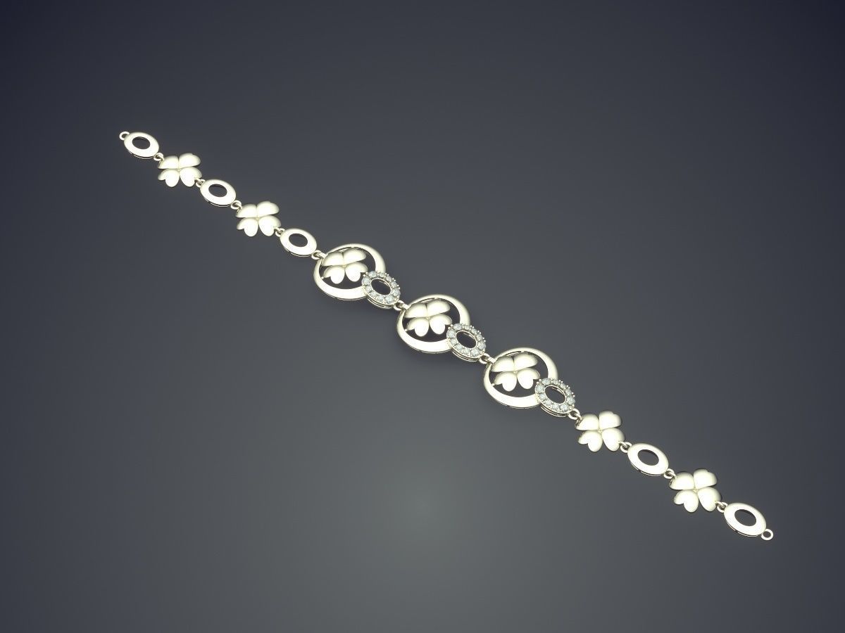 Simple Classic Bracelet With Diamonds 1439 3D print model_1