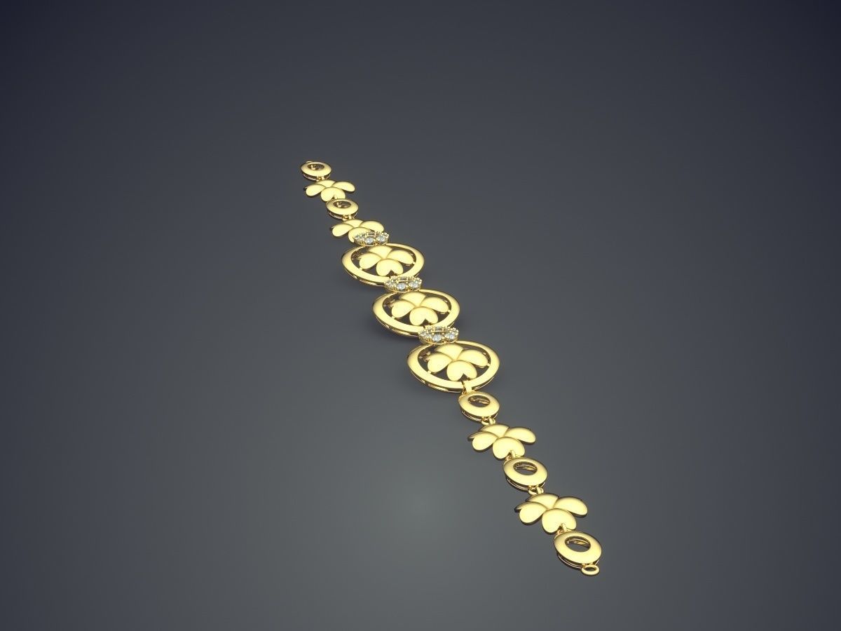 Simple Classic Bracelet With Diamonds 1439 3D print model_3