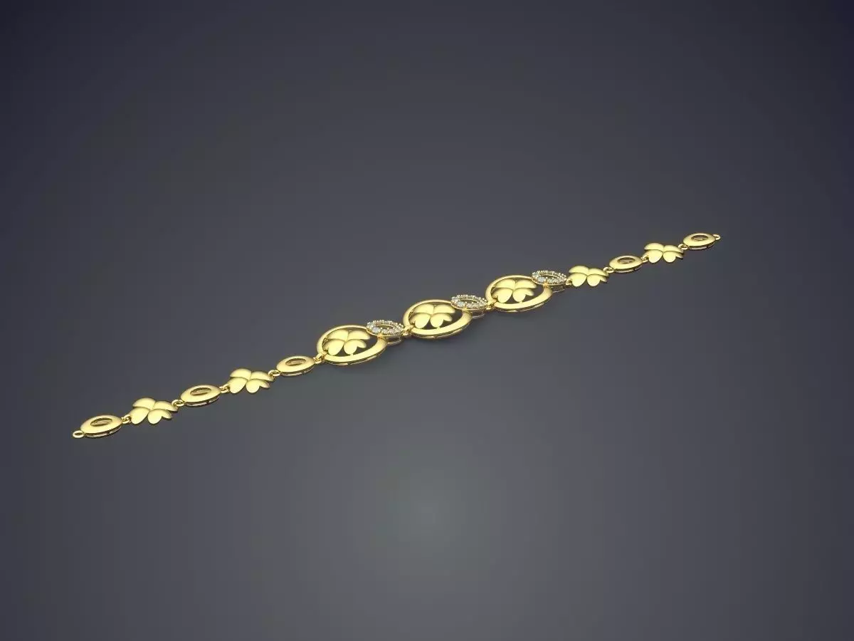 Simple Classic Bracelet With Diamonds 1439 3D print model_0