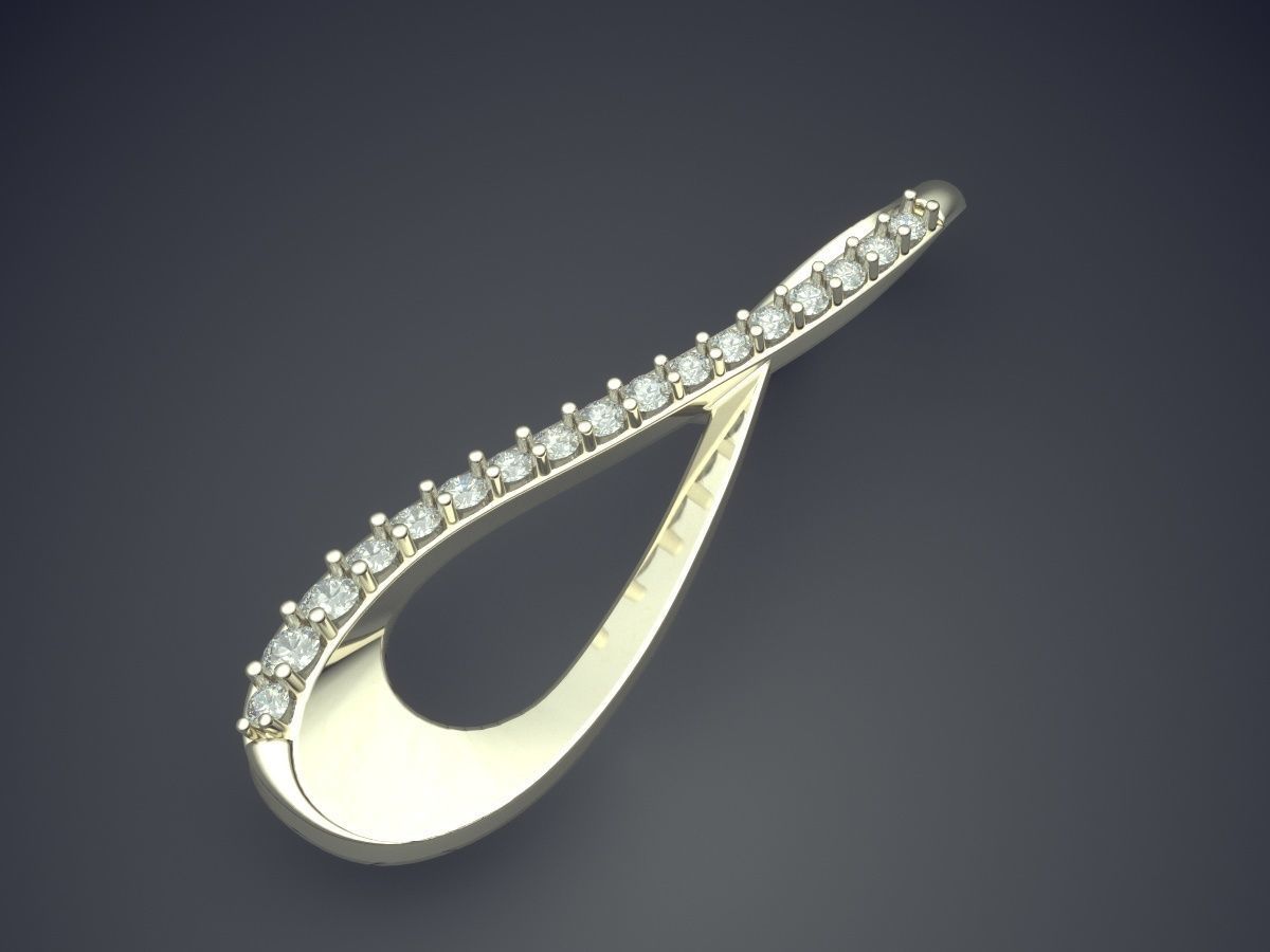 Unique Swirled Diamond Pendant 1438 3D print model_1