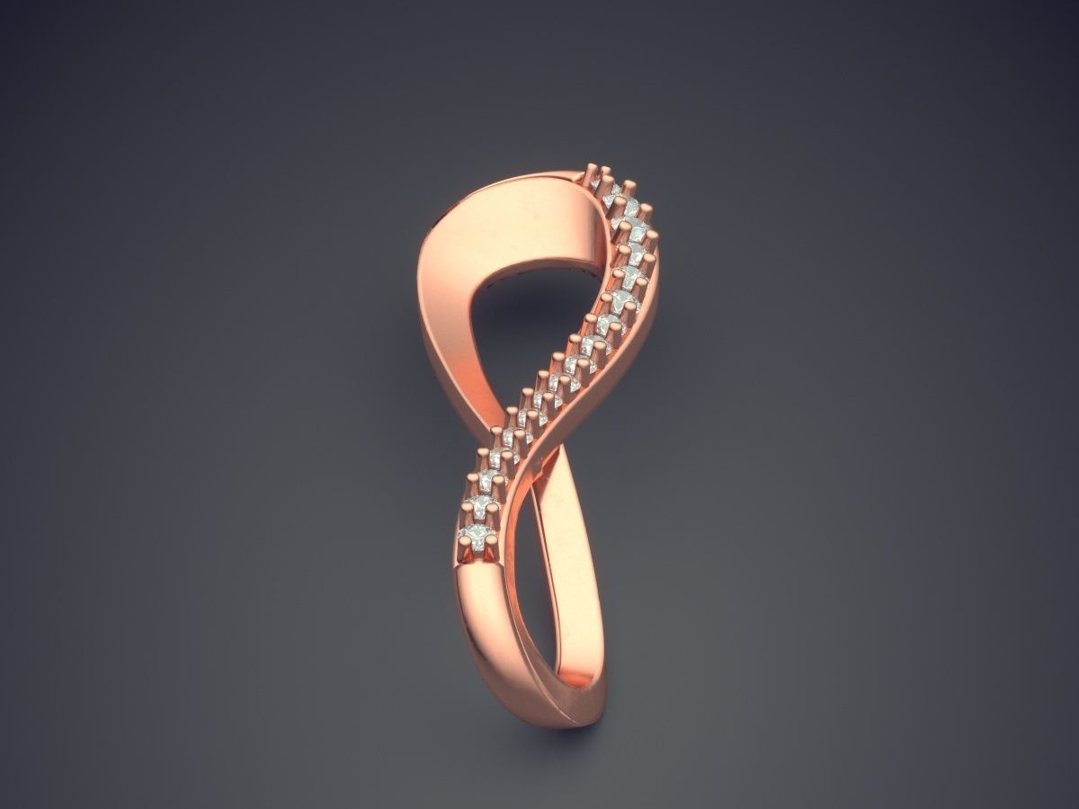 Unique Swirled Diamond Pendant 1438 3D print model_2