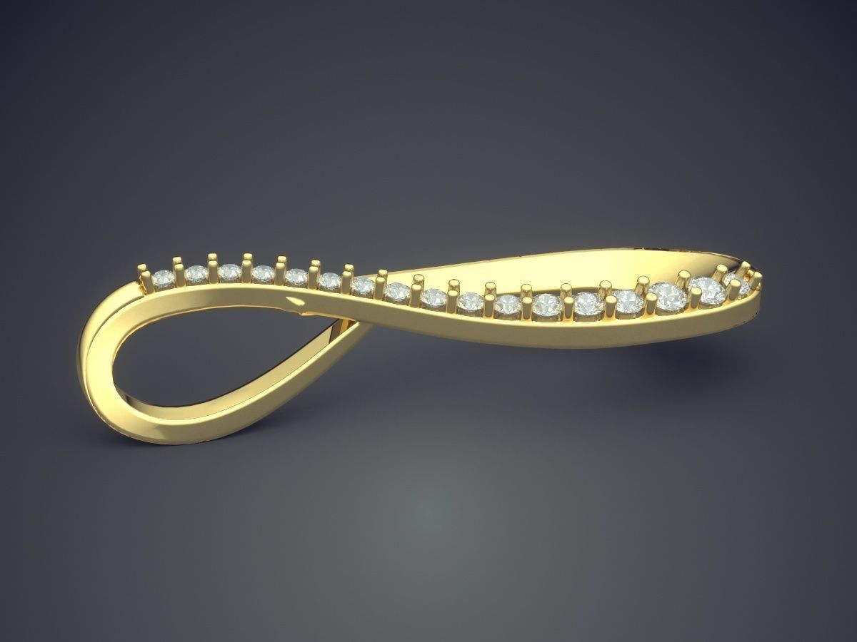 Unique Swirled Diamond Pendant 1438 3D print model_3