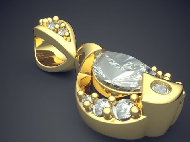 Drop Shape Pendant With Diamonds 1435 3D print model
