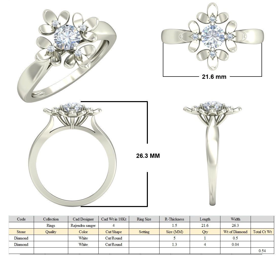 VYT-vjr-05 Solitaire Engagement ring 3D print model 3D print model_4