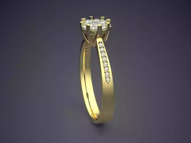 Thin Engagement Ring With Small Diamonds 1423