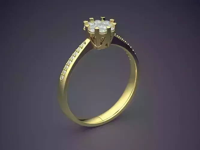 Thin Engagement Ring With Small Diamonds 1423 3D print model