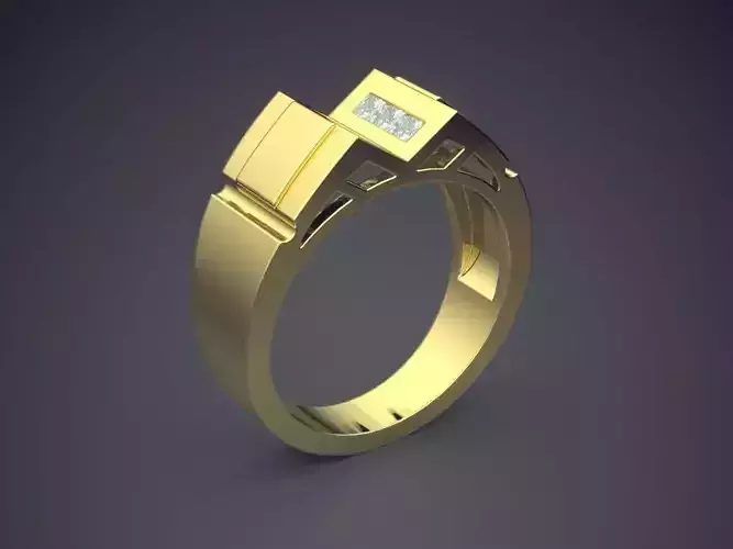 Futuristic Ring With Small Diamonds 1417