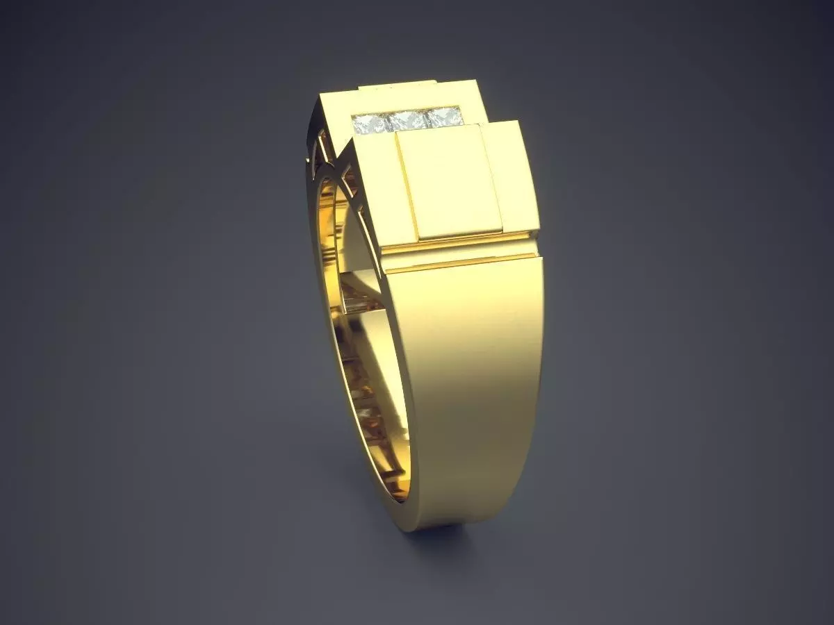 Futuristic Ring With Small Diamonds 1417 3D print model_3