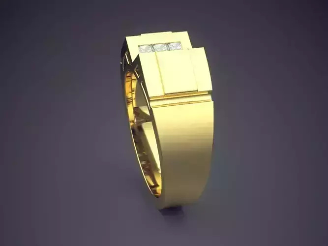 Futuristic Ring With Small Diamonds 1417