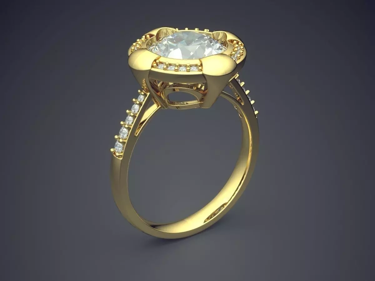 Ring With Round Diamond 1419 3D print model