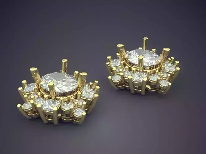 Luxurious Minimalistic Earrings With Diamonds 1416