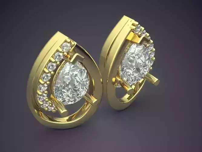 Drop-shaped Earrings With Diamonds 1411