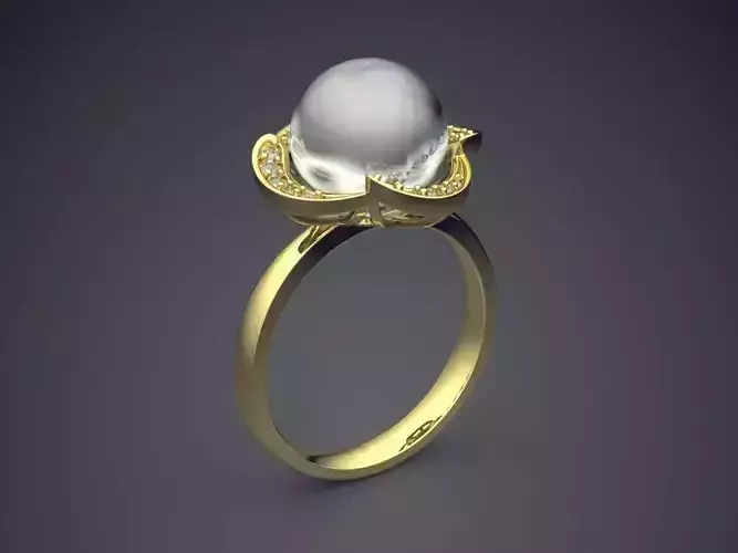 Wedding Ring With Pearl 1410