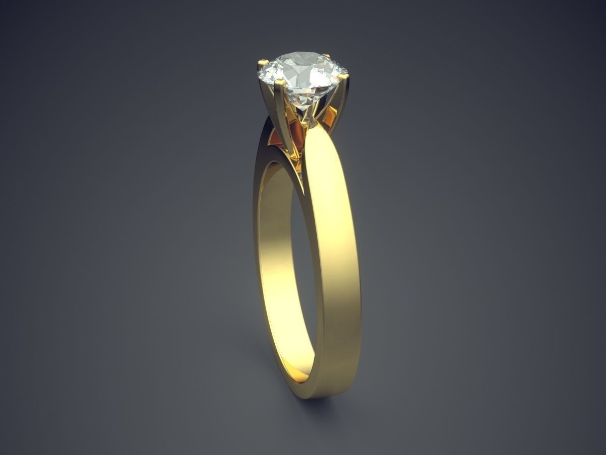 Simple Classic Engagement Ring With Diamonds 1406 3D print model_3